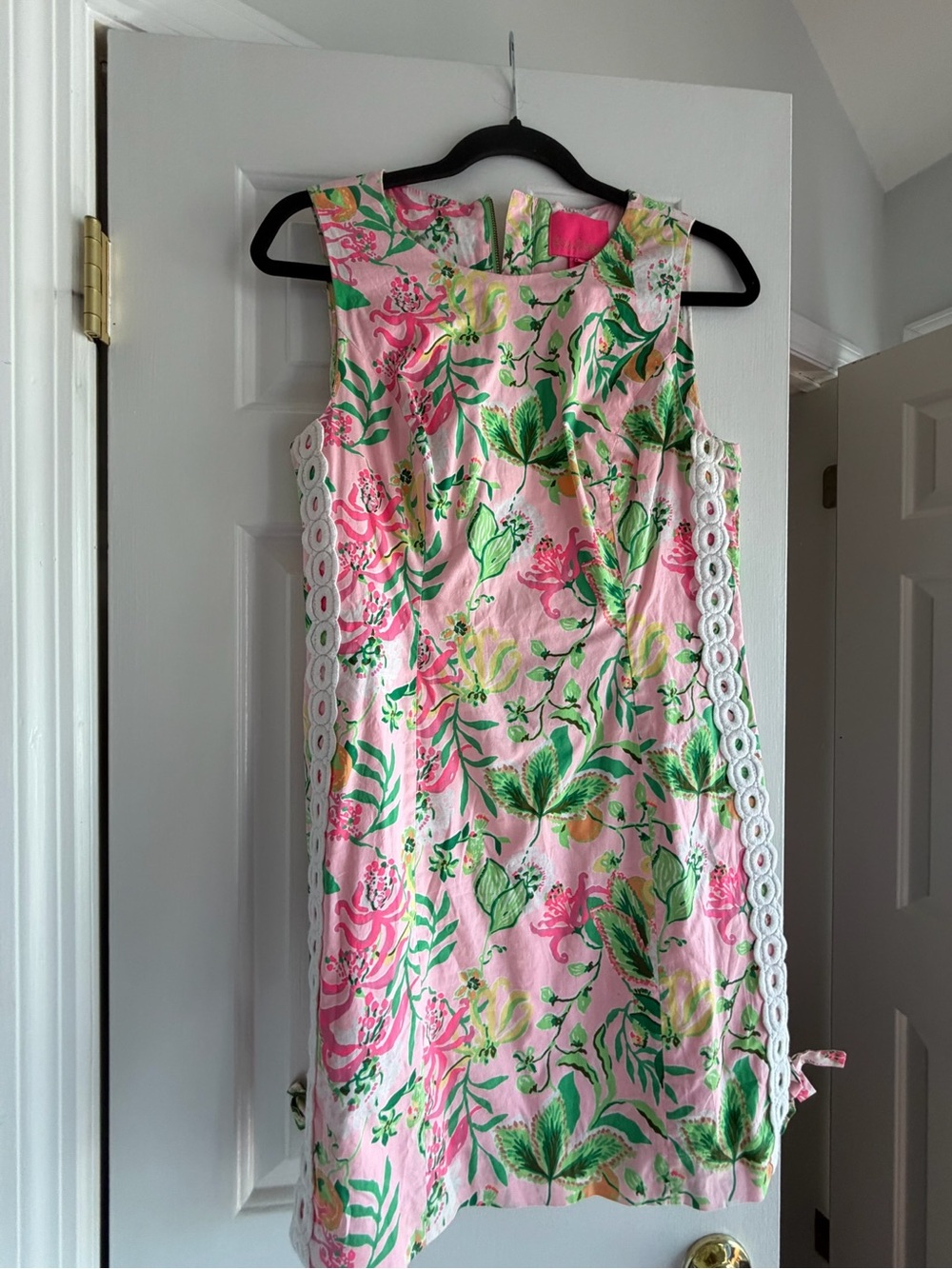 Lilly Pulitzer Pink Floral Shift Dress with Green Accents